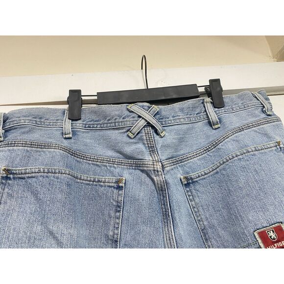 VTG Tommy Hilfiger Jean Shorts Mens 40 Carpenter Fit Blue Denim Baggy Skater Y2K - Picture 8 of 15